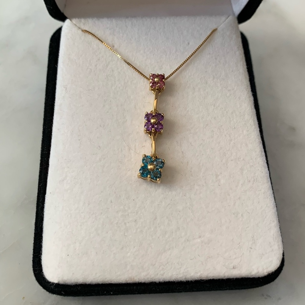 Three flower drop necklace 18", Kay Jewelers